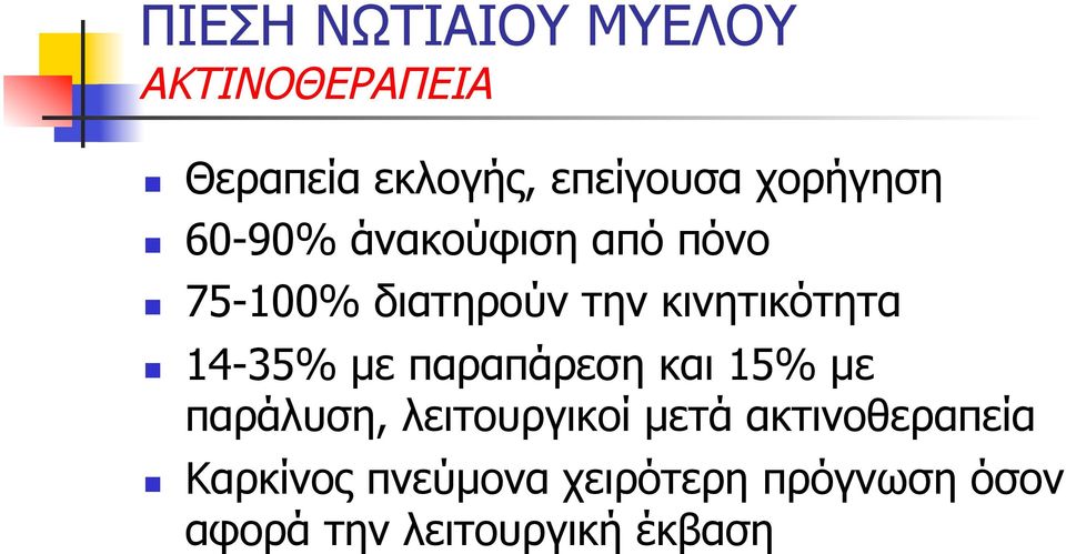 14-35% µε παραπάρεση και 15% µε παράλυση, λειτουργικοί µετά