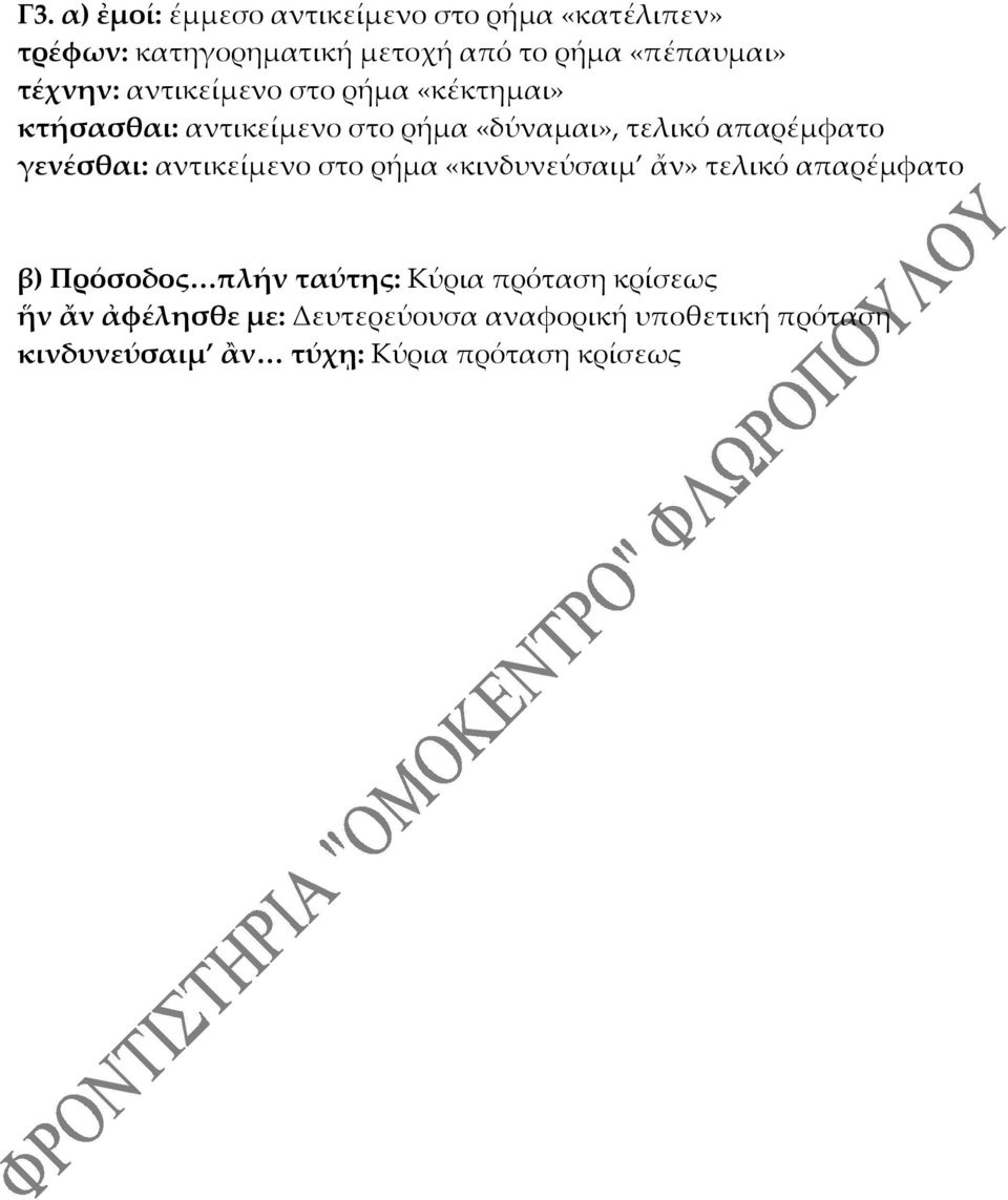 γενέσθαι: αντικείμενο στο ρήμα «κινδυνεύσαιμ ἄν» τελικό απαρέμφατο β) Πρόσοδος πλήν ταύτης: Κύρια πρόταση