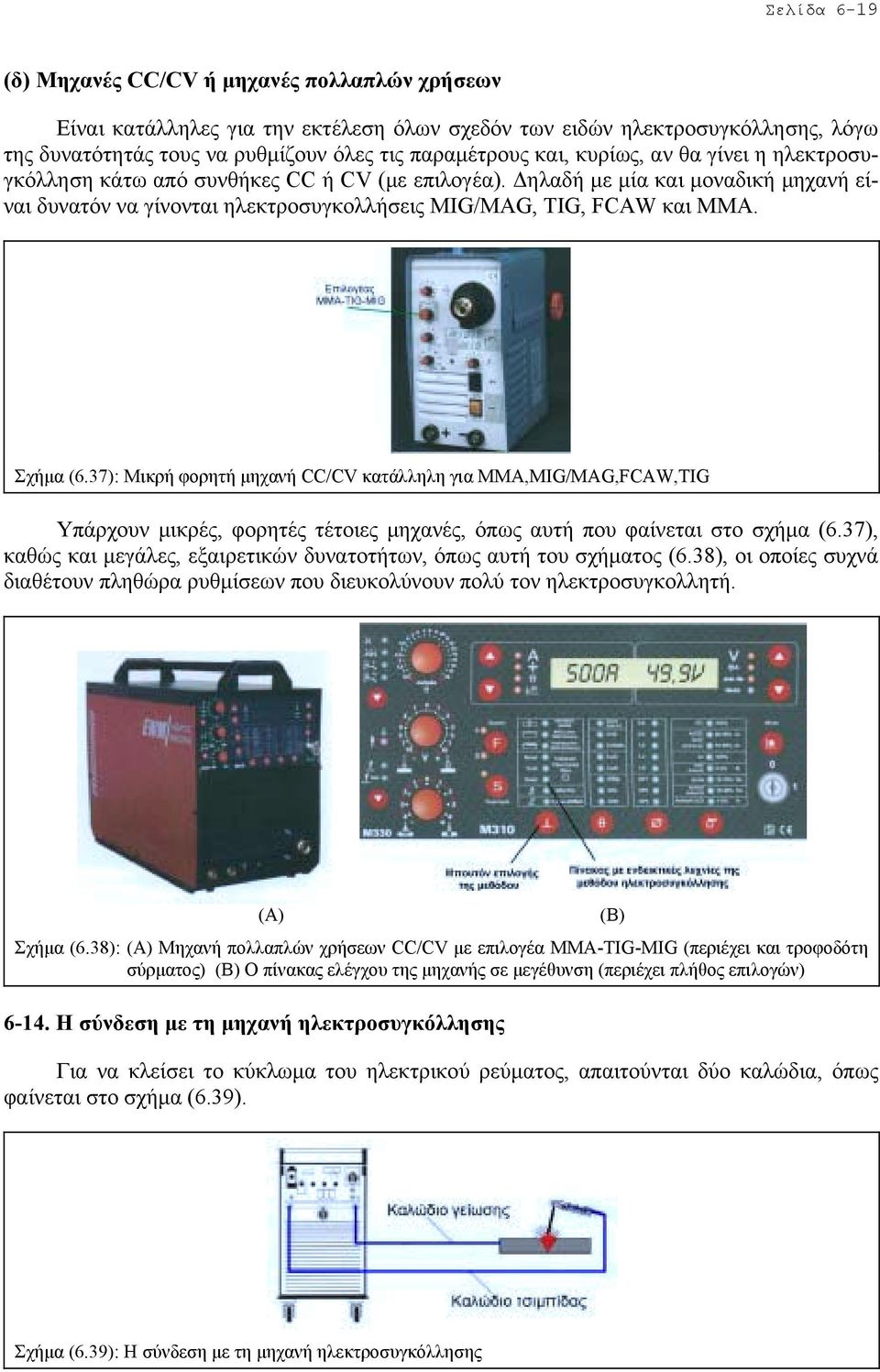 37): Μικρή φορητή µηχανή CC/CV κατάλληλη για MMA,MIG/MAG,FCAW,TIG Υπάρχουν µικρές, φορητές τέτοιες µηχανές, όπως αυτή που φαίνεται στο σχήµα (6.