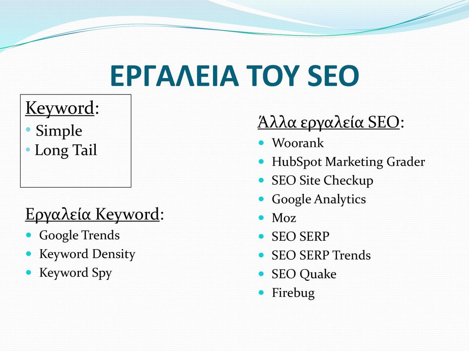 εργαλεία SEO: Woorank HubSpot Marketing Grader SEO Site