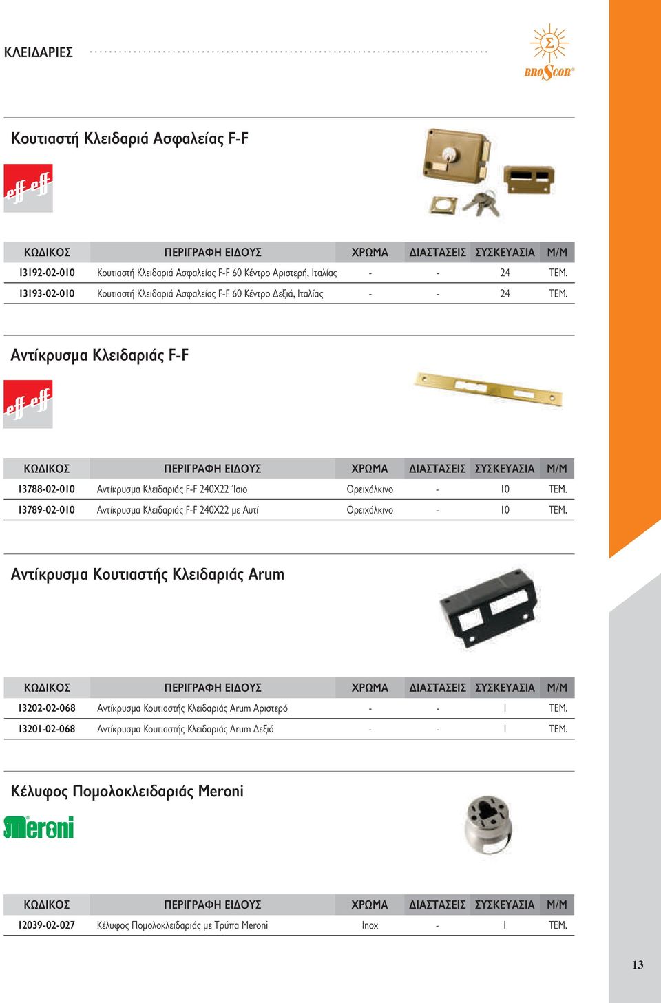 Αντίκρυσμα Κλειδαριάς F-F 13788-02-010 Αντίκρυσμα Κλειδαριάς F-F 240X22 Ίσιο Ορειχάλκινο - 10 ΤΕΜ.