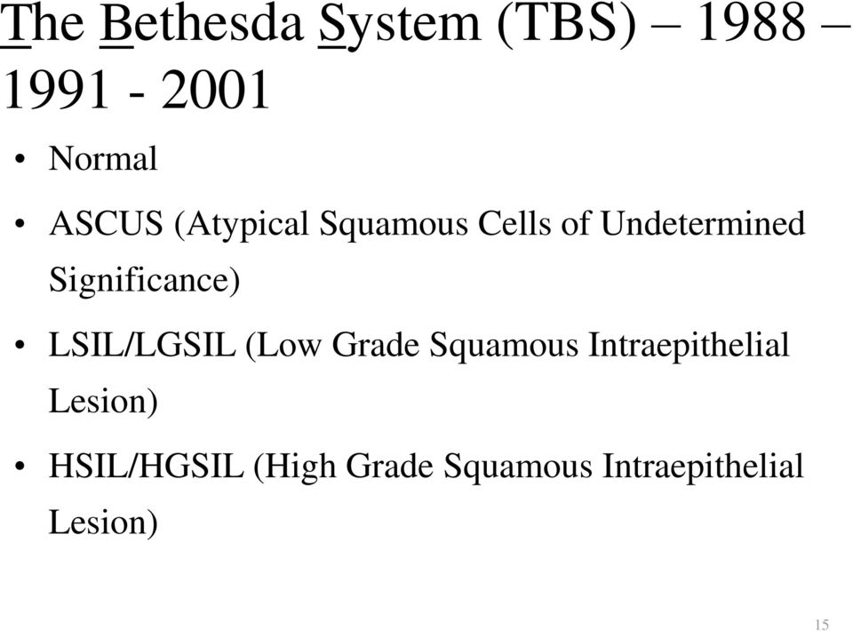 LSIL/LGSIL (Low Grade Squamous Intraepithelial Lesion)