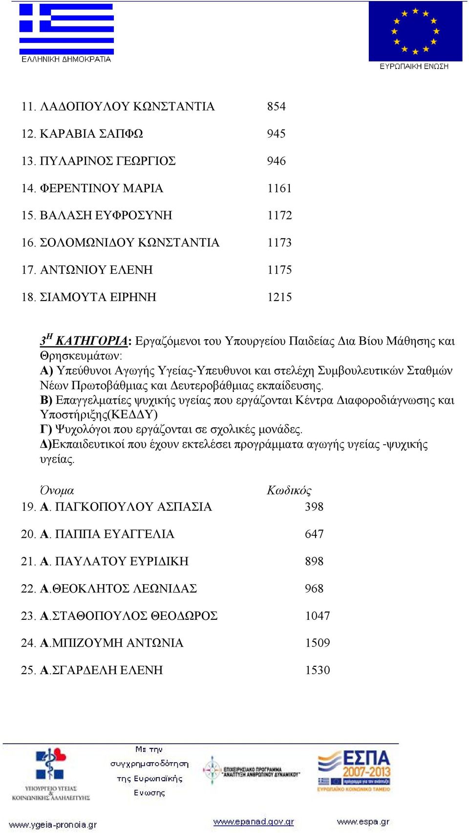 και Δευτεροβάθμιας εκπαίδευσης. Β) Επαγγελματίες ψυχικής υγείας που εργάζονται Kέντρα Διαφοροδιάγνωσης και Υποστήριξης(ΚΕΔΔΥ) Γ) Ψυχολόγοι που εργάζονται σε σχολικές μονάδες.