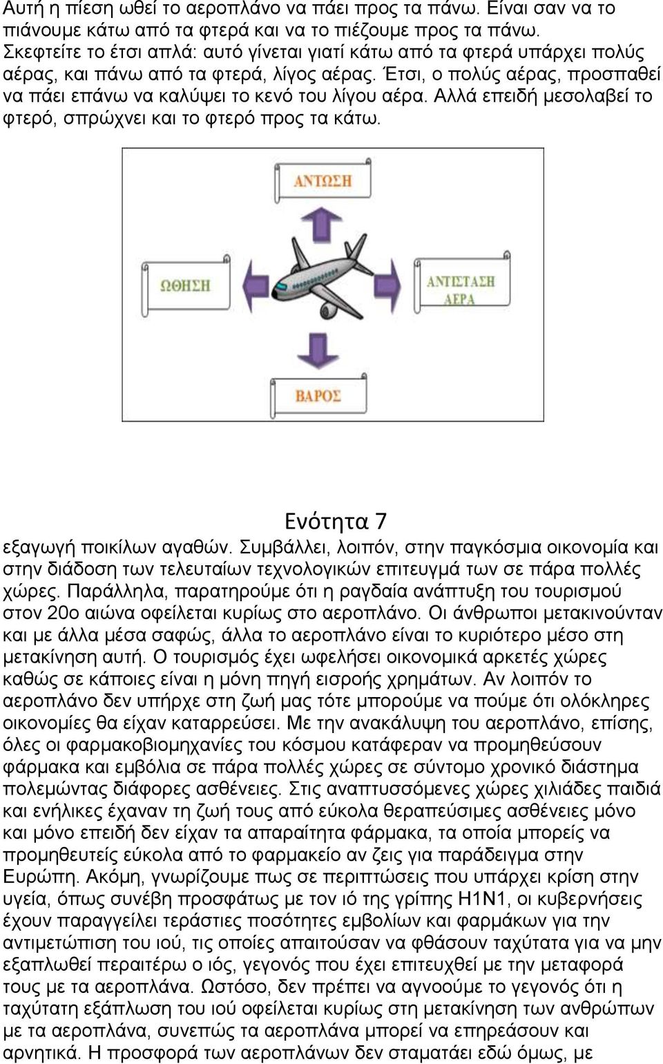 Αλλά επειδή μεσολαβεί το φτερό, σπρώχνει και το φτερό προς τα κάτω. Ενότητα 7 εξαγωγή ποικίλων αγαθών.