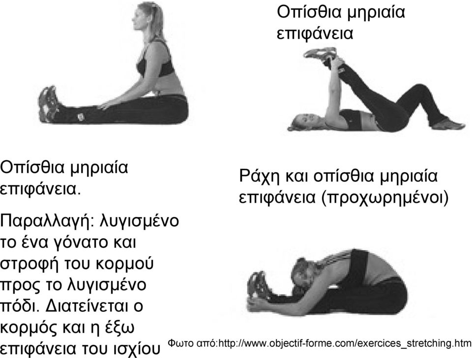 πόδι. Διατείνεται ο κορμός και η έξω επιφάνεια του ισχίου Ράχη και οπίσθια