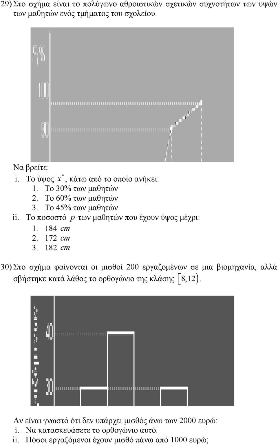 Το ποσοστό p των µαθητών που έχουν ύψος µέχρι: 1. 184 cm 2. 172 cm 3.