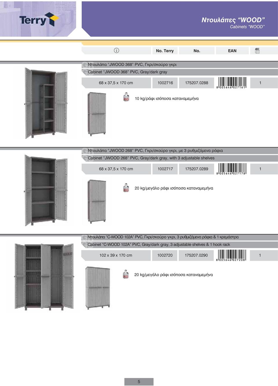 adjustable shelves 68 x 37,5 x 170 cm 1002717 175207.