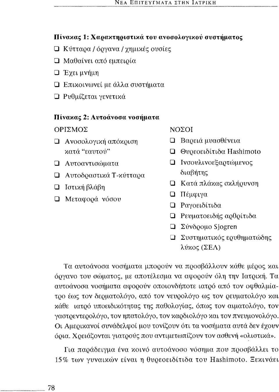 Hashimoto Ινσουλινοεξαρτώμενος διαβήτης Ü Κατά πλάκας σκλήρυνση Ü Πέμφιγα Ü Ραγοειδίτιδα Ρευματοειδής αρθρίτιδα Σύνδρομο Sjogren Q Συστηματικός ερυθηματώδης λύκος (ΣΕΛ) Τα αυτοάνοσα νοσήματα μπορούν