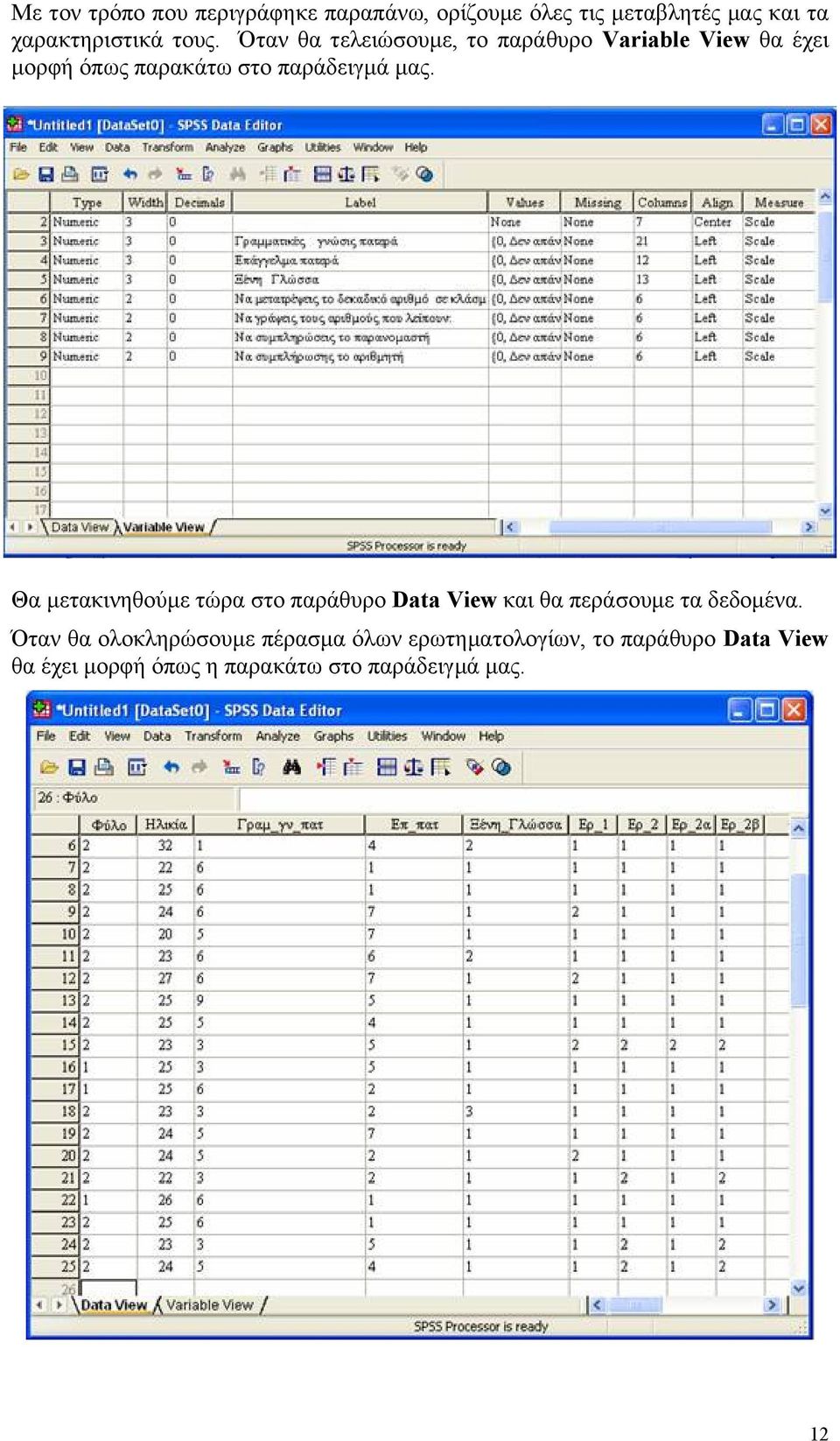Θα μετακινηθούμε τώρα στο παράθυρο Data View και θα περάσουμε τα δεδομένα.