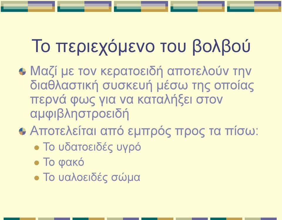 φως για να καταλήξει στον αμφιβληστροειδή Αποτελείται