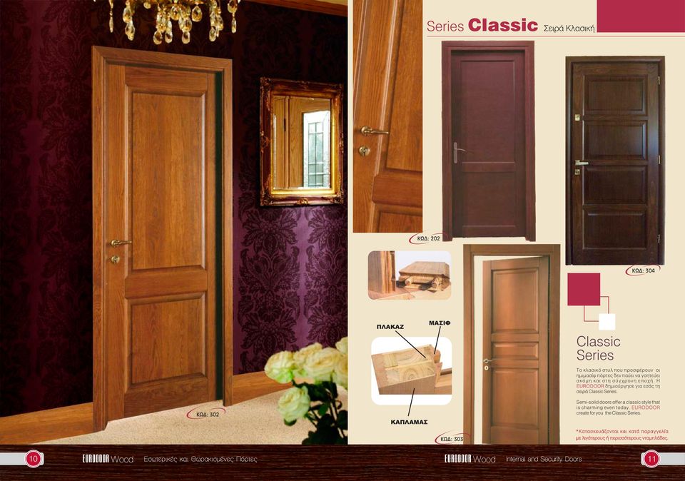 Η EURODOOR δηµιούργησε για εσάς τη σειρά Classic. Semi-solid doors offer a classic style that is charming even today.