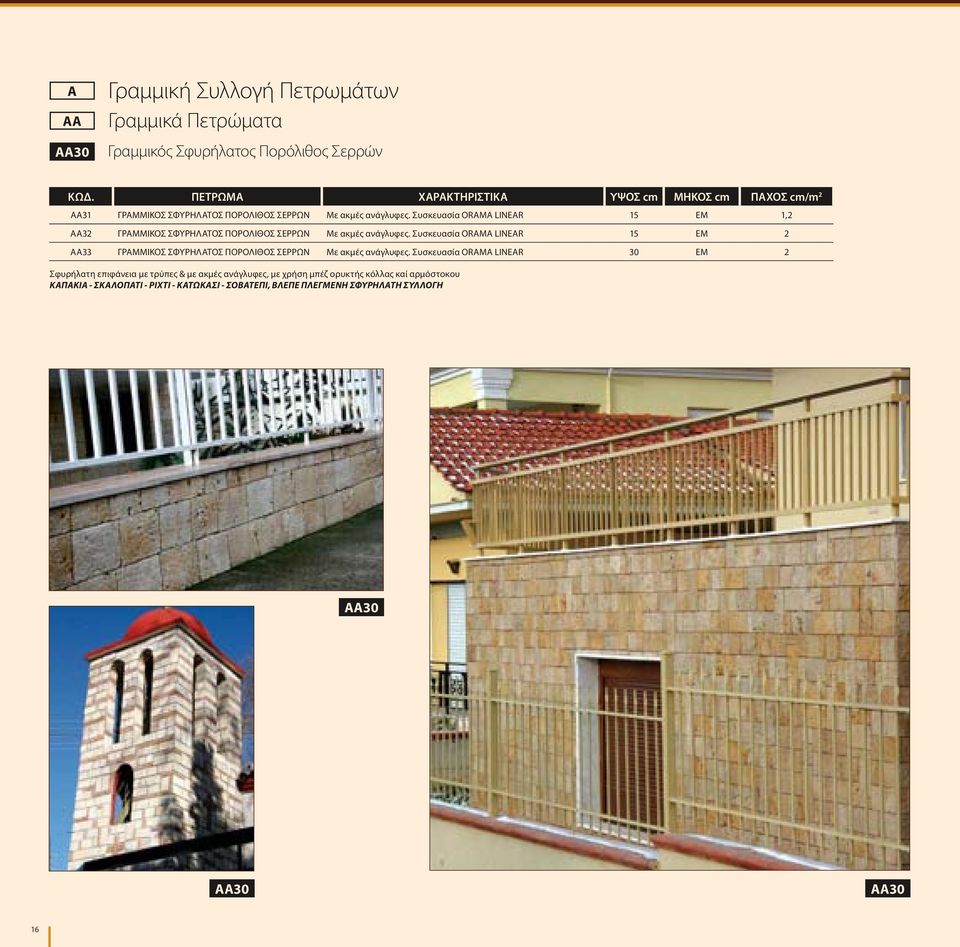Συσκευασία ORAMA LINEAR 15 ΕΜ 1,2 ΑΑ32 ΓΡΑΜΜΙΚΟΣ ΣΦΥΡΗΛΑΤΟΣ ΠΟΡΟΛΙΘΟΣ ΣΕΡΡΩΝ Με ακμές ανάγλυφες.