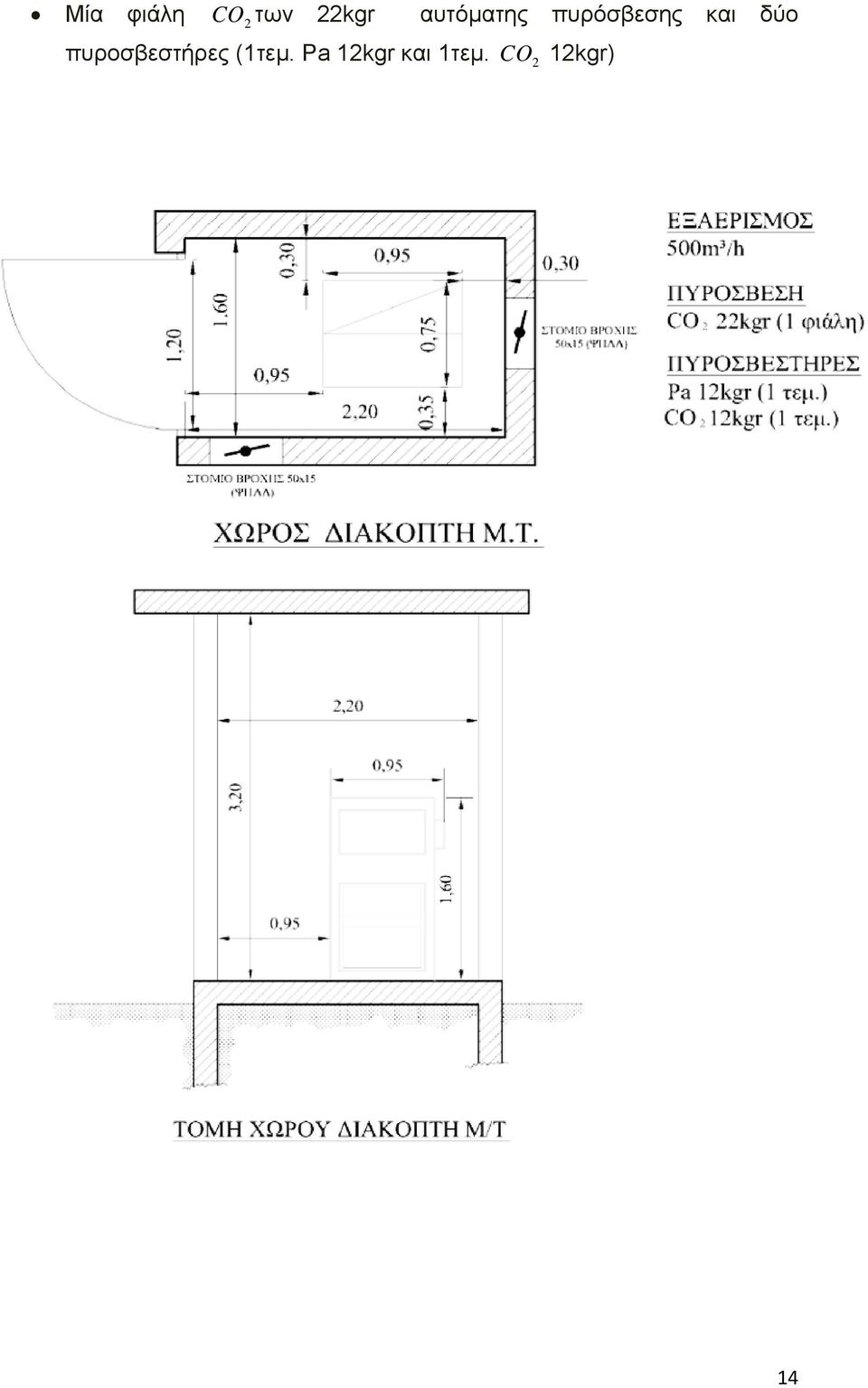 δύο πυροσβεστήρες (1τεμ.