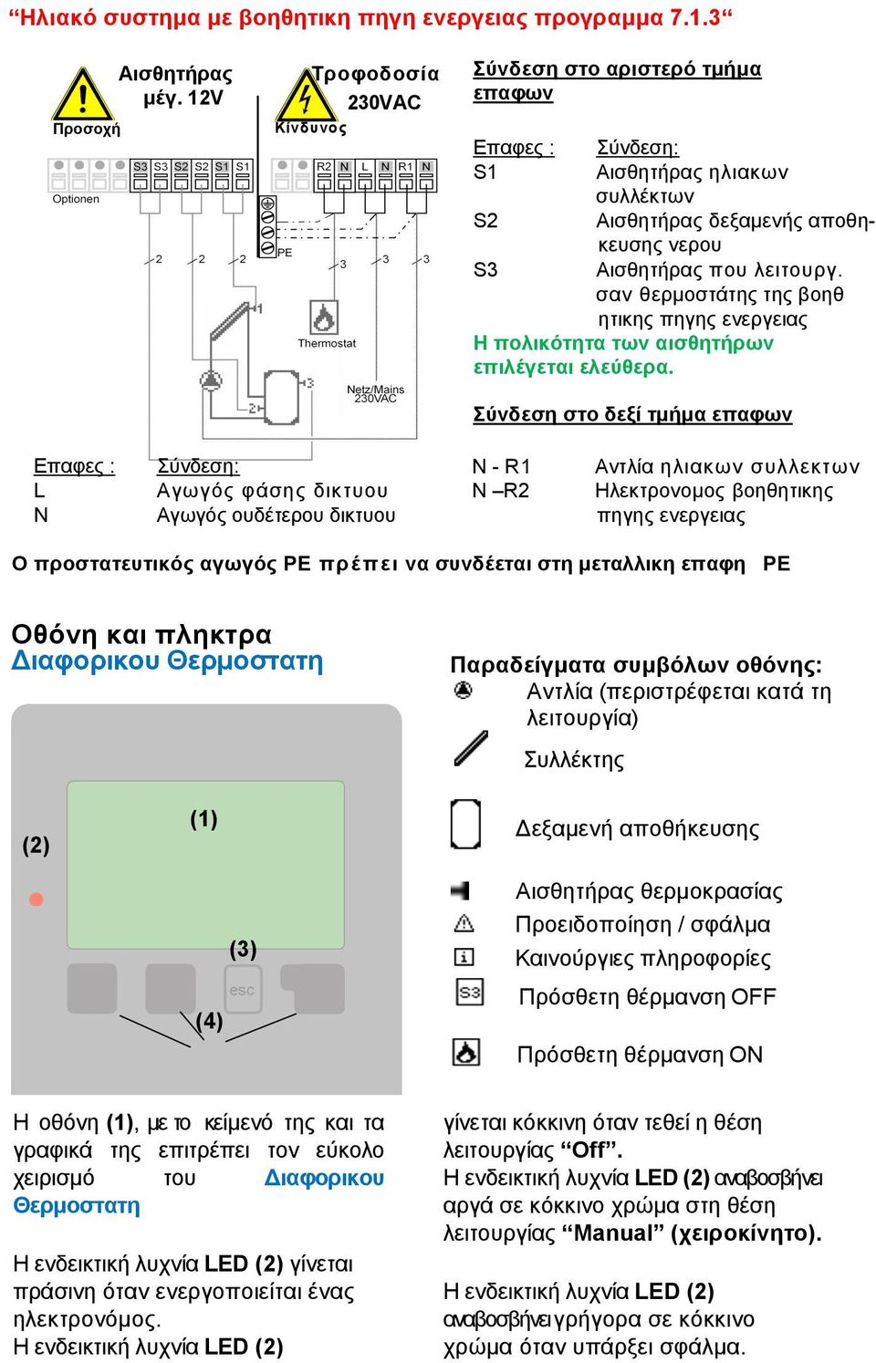 σαν θερµοστάτης της βοηθ ητικης πηγης ενεργειας Η πολικότητα των αισθητήρων επιλέγεται ελεύθερα.