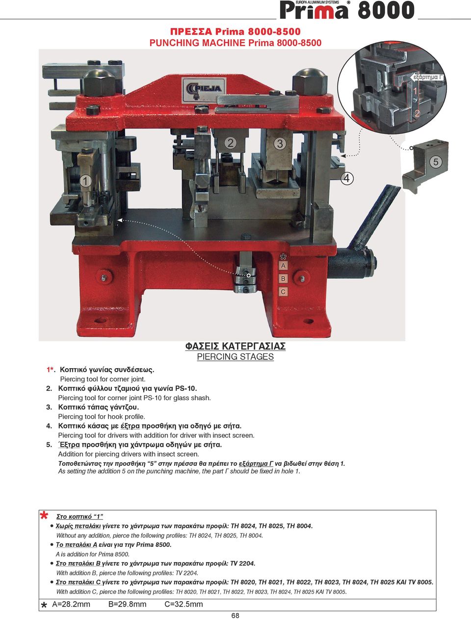 Piercing tool for drivers with addition for driver with insect screen. 5. Έξτρα προσθήκη για χάντρωμα οδηγών με σήτα. Addition for piercing drivers with insect screen.