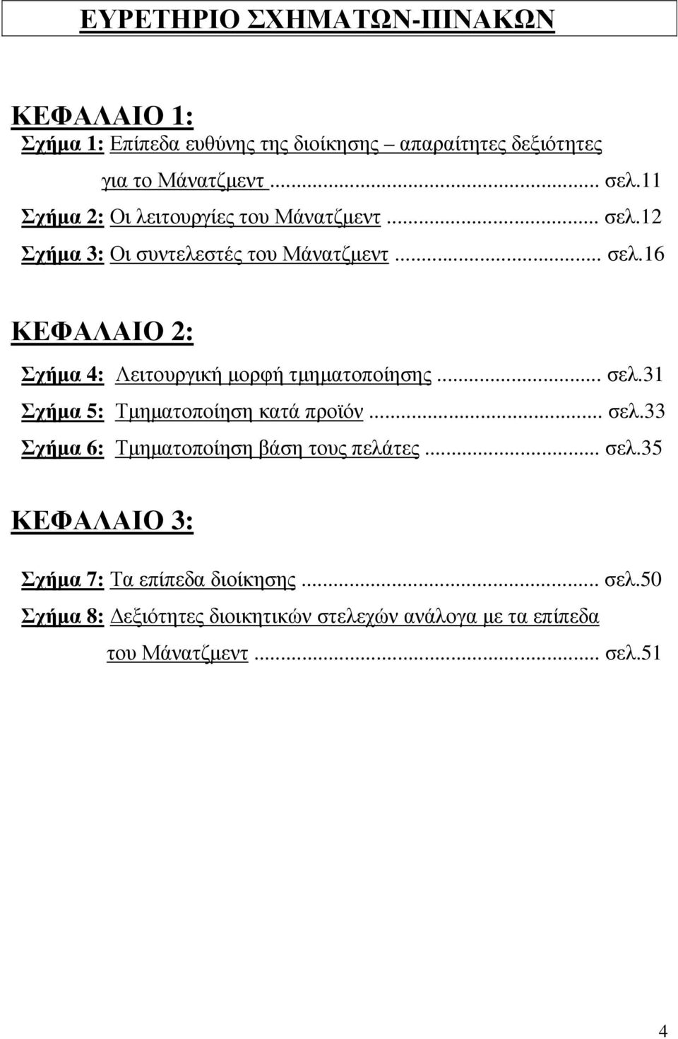 .. σελ.31 Σχήµα 5: Τµηµατοποίηση κατά προϊόν... σελ.33 Σχήµα 6: Τµηµατοποίηση βάση τους πελάτες... σελ.35 ΚΕΦΑΛΑΙΟ 3: Σχήµα 7: Τα επίπεδα διοίκησης.