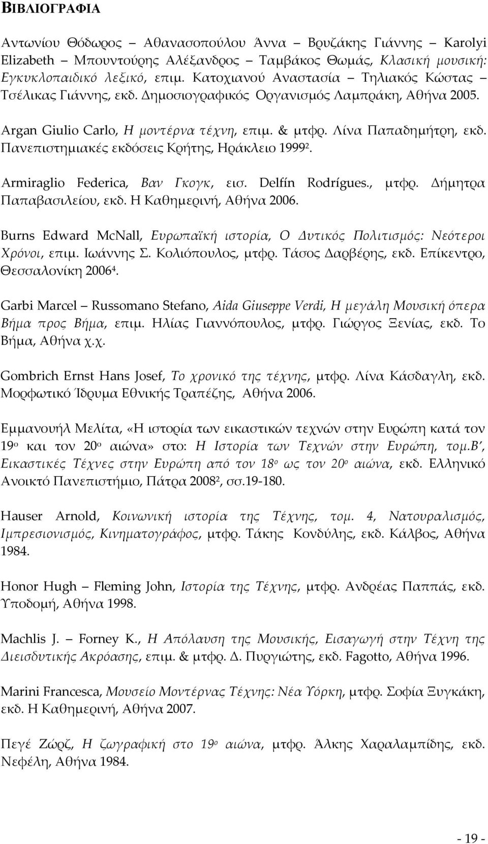 Πανεπιστημιακές εκδόσεις Κρήτης, Ηράκλειο 1999 2. Armiraglio Federica, Βαν Γκογκ, εισ. Delfín Rodrígues., μτφρ. Δήμητρα Παπαβασιλείου, εκδ. Η Καθημερινή, Αθήνα 2006.