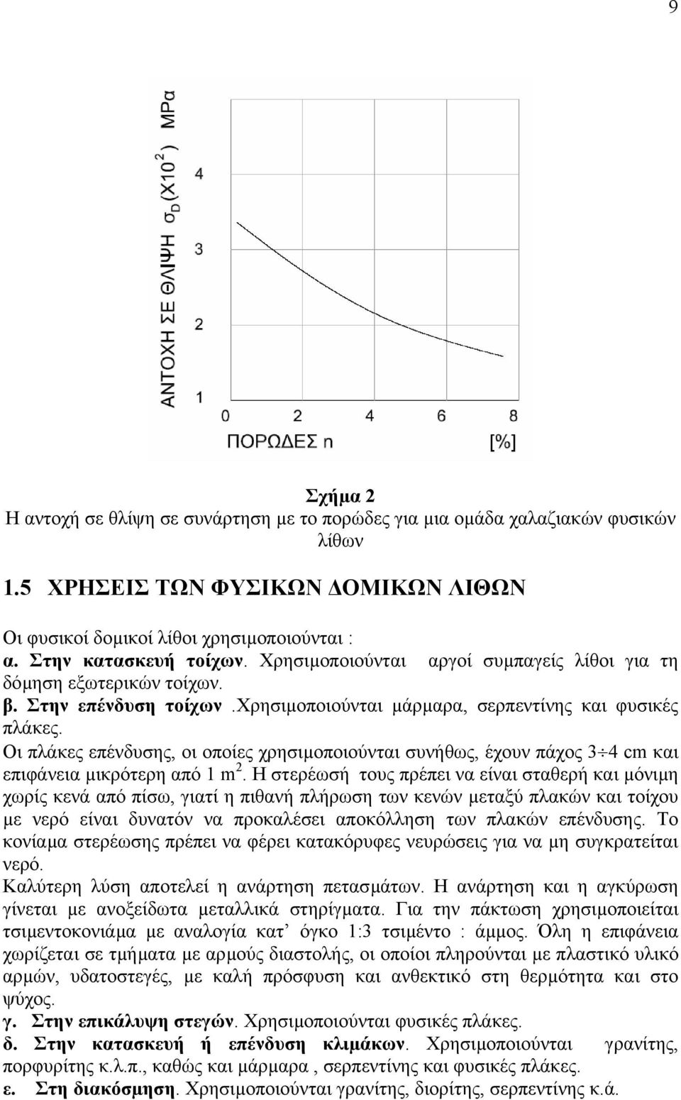 Οι πλάκες επένδυσης, οι οποίες χρησιµοποιούνται συνήθως, έχουν πάχος 3 4 cm και επιφάνεια µικρότερη από 1 m 2.