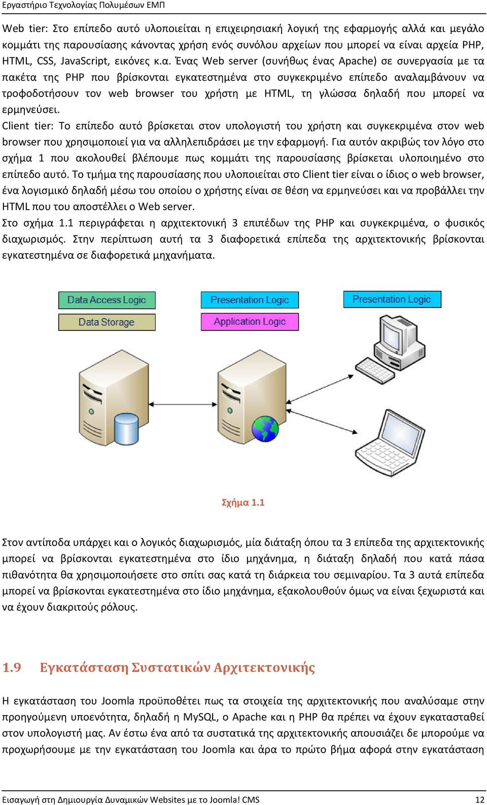 Ένας Web server (συνήθως ένας Apache) σε συνεργασία με τα πακέτα της PHP που βρίσκονται εγκατεστημένα στο συγκεκριμένο επίπεδο αναλαμβάνουν να τροφοδοτήσουν τον web browser του χρήστη με HTML, τη