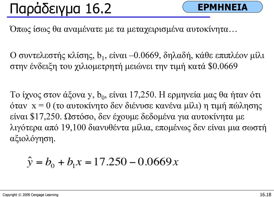 0669 Το ίχνος στον άξονα y, b 0, είναι 17,250.