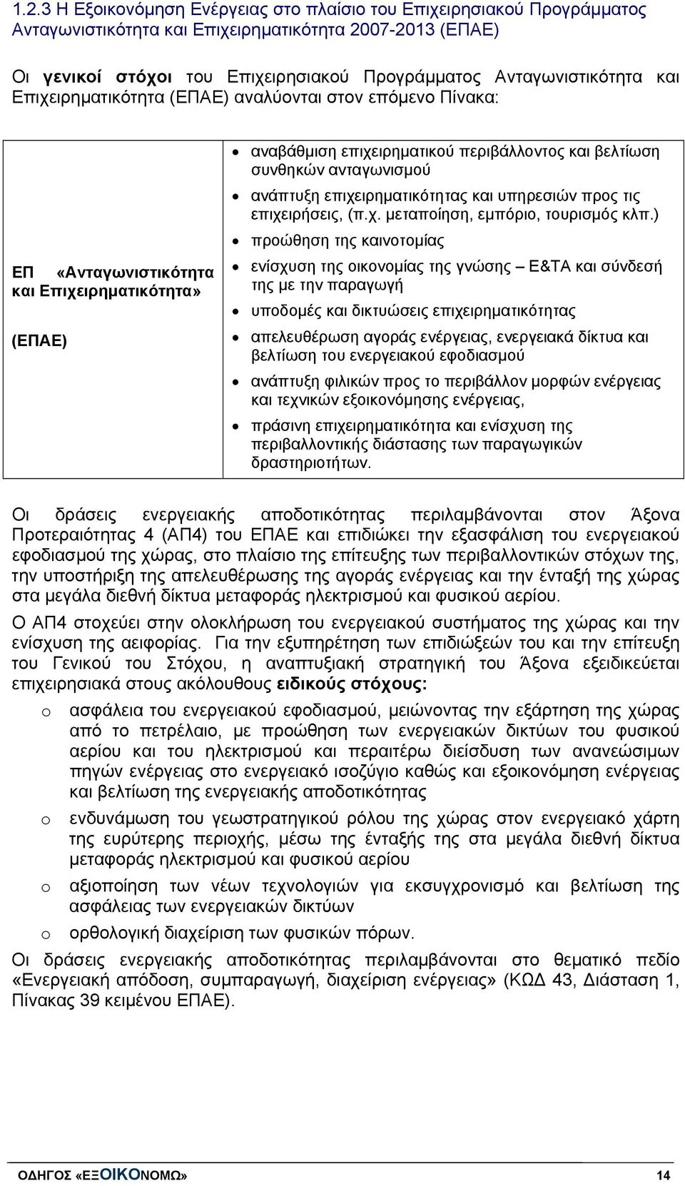 ανταγωνισμού ανάπτυξη επιχειρηματικότητας και υπηρεσιών προς τις επιχειρήσεις, (π.χ. μεταποίηση, εμπόριο, τουρισμός κλπ.