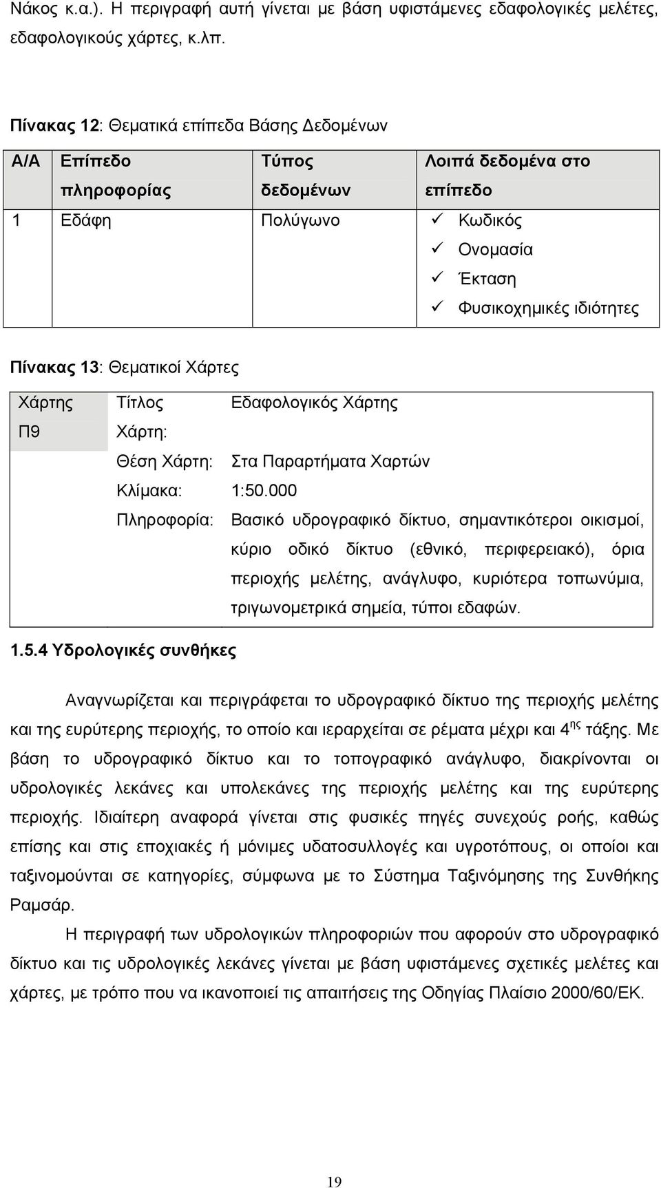 Χάρτες Χάρτης Π9 Τίτλος Εδαφολογικός Χάρτης Χάρτη: Θέση Χάρτη: Στα Παραρτήματα Χαρτών Κλίμακα: 1:50.