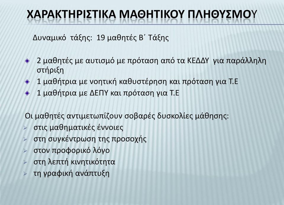 Ε 1 μαθήτρια με ΔΕΠΥ και πρόταση για Τ.