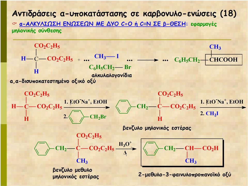 3 6 5 2 Br aλκυλαλογονίδια a,α-δισυποκατεστηµένο οξικό οξύ I.. 6 5 2 2 2 5 2 2 5 1.