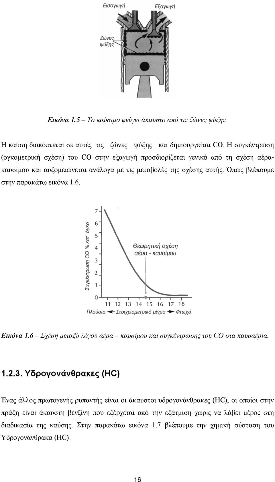 Όπως βλέπουμε στην παρακάτω εικόνα 1.6. Εικόνα 1.6 Σχέση μεταξύ λόγου αέρα καυσίμου και συγκέντρωσης του CO στα καυσαέρια. 1.2.3.