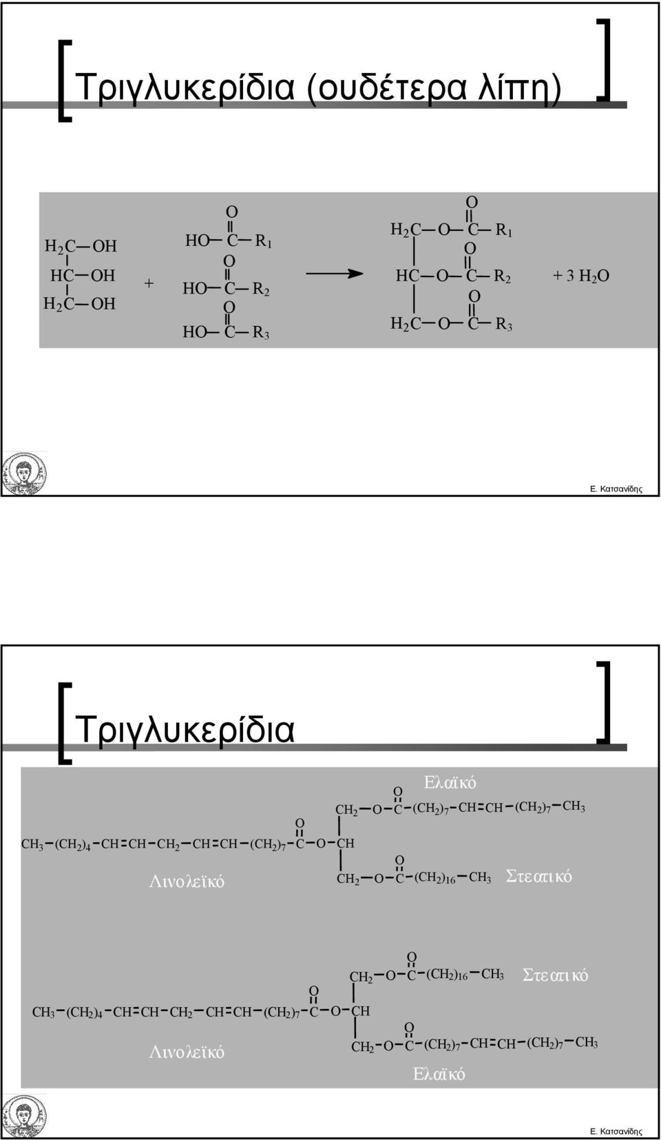 2 C Ελαϊκό (CH 2 ) 7 (CH 2 ) 16 CH CH CH 3 (CH 2 ) 7 CH 3 Στεατικό CH 3 (CH 2 ) 4 CH CH CH 2 CH CH