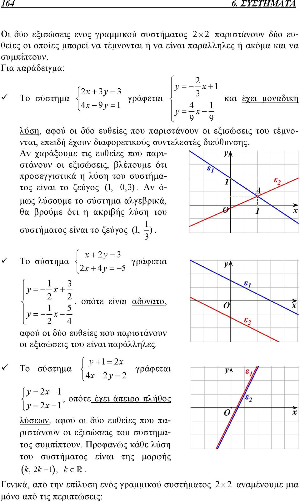 διεύθυνσης. Αν χαράξουμε τις ευθείες που παριστάνουν οι εξισώσεις, βλέπουμε ότι προσεγγιστικά η λύση του συστήματος είναι το ζεύγος (1, 0,3).