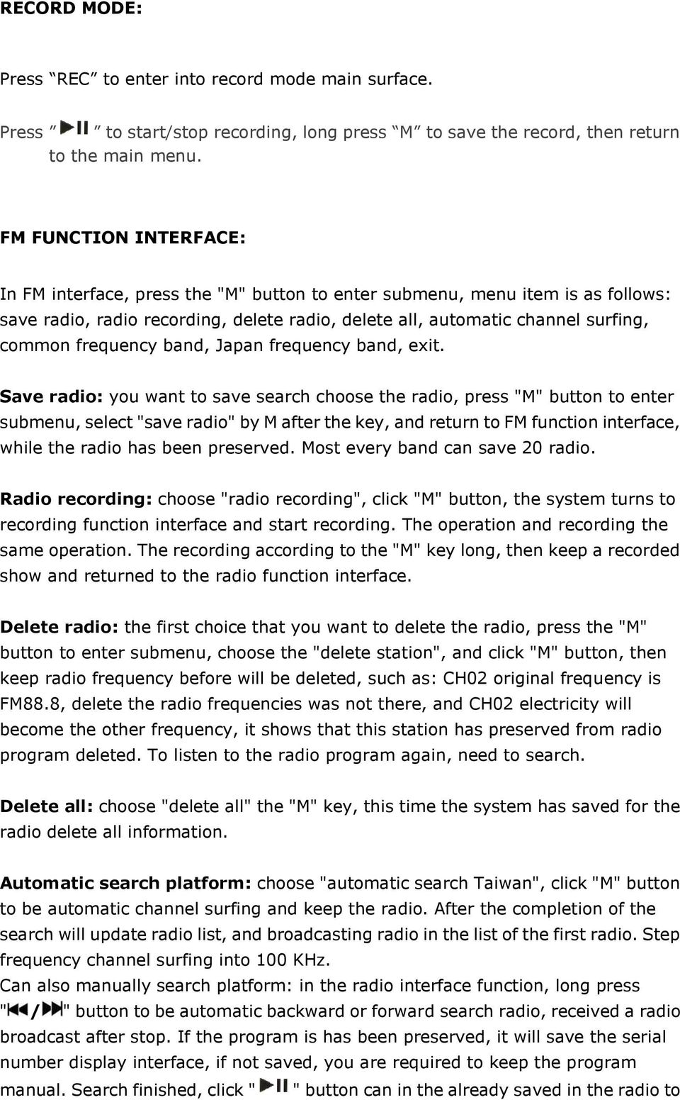 frequency band, Japan frequency band, exit.