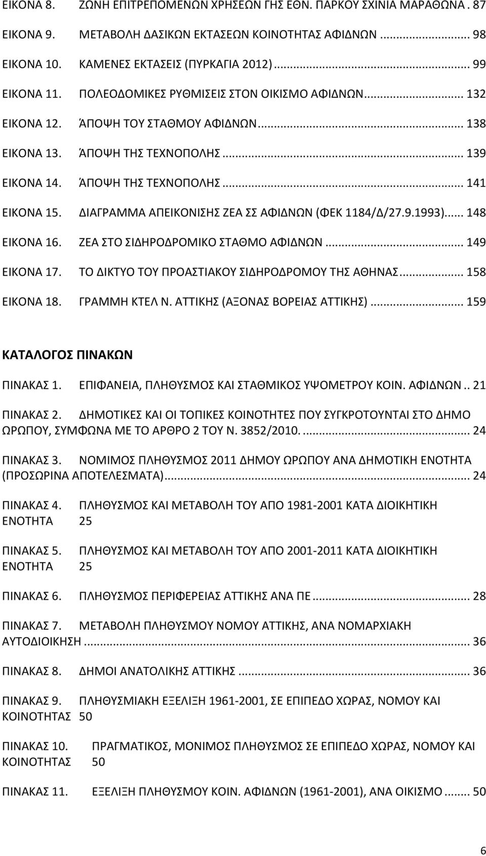 ΔΙΑΓΡΑΜΜΑ ΑΠΕΙΚΟΝΙΣΗΣ ΖΕΑ ΣΣ ΑΦΙΔΝΩΝ (ΦΕΚ 1184/Δ/27.9.1993)... 148 ΕΙΚΟΝΑ 16. ΖΕΑ ΣΤΟ ΣΙΔΗΡΟΔΡΟΜΙΚΟ ΣΤΑΘΜΟ ΑΦΙΔΝΩΝ... 149 ΕΙΚΟΝΑ 17. ΤΟ ΔΙΚΤΥΟ ΤΟΥ ΠΡΟΑΣΤΙΑΚΟΥ ΣΙΔΗΡΟΔΡΟΜΟΥ ΤΗΣ ΑΘΗΝΑΣ... 158 ΕΙΚΟΝΑ 18.