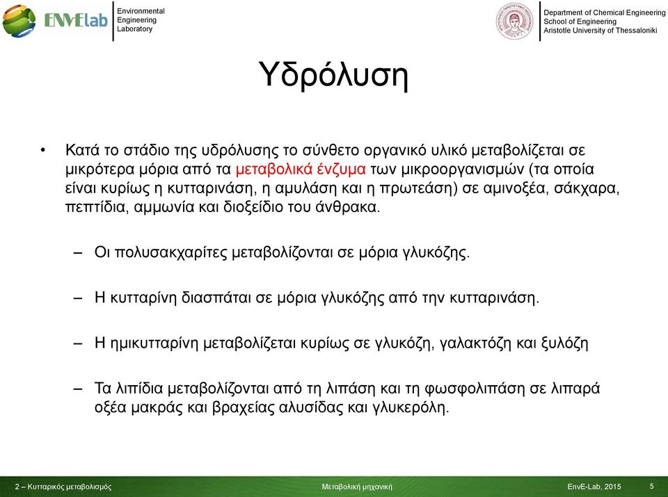 Οι πολυσακχαρίτες μεταβολίζονται σε μόρια γλυκόζης. Η κυτταρίνη διασπάται σε μόρια γλυκόζης από την κυτταρινάση.