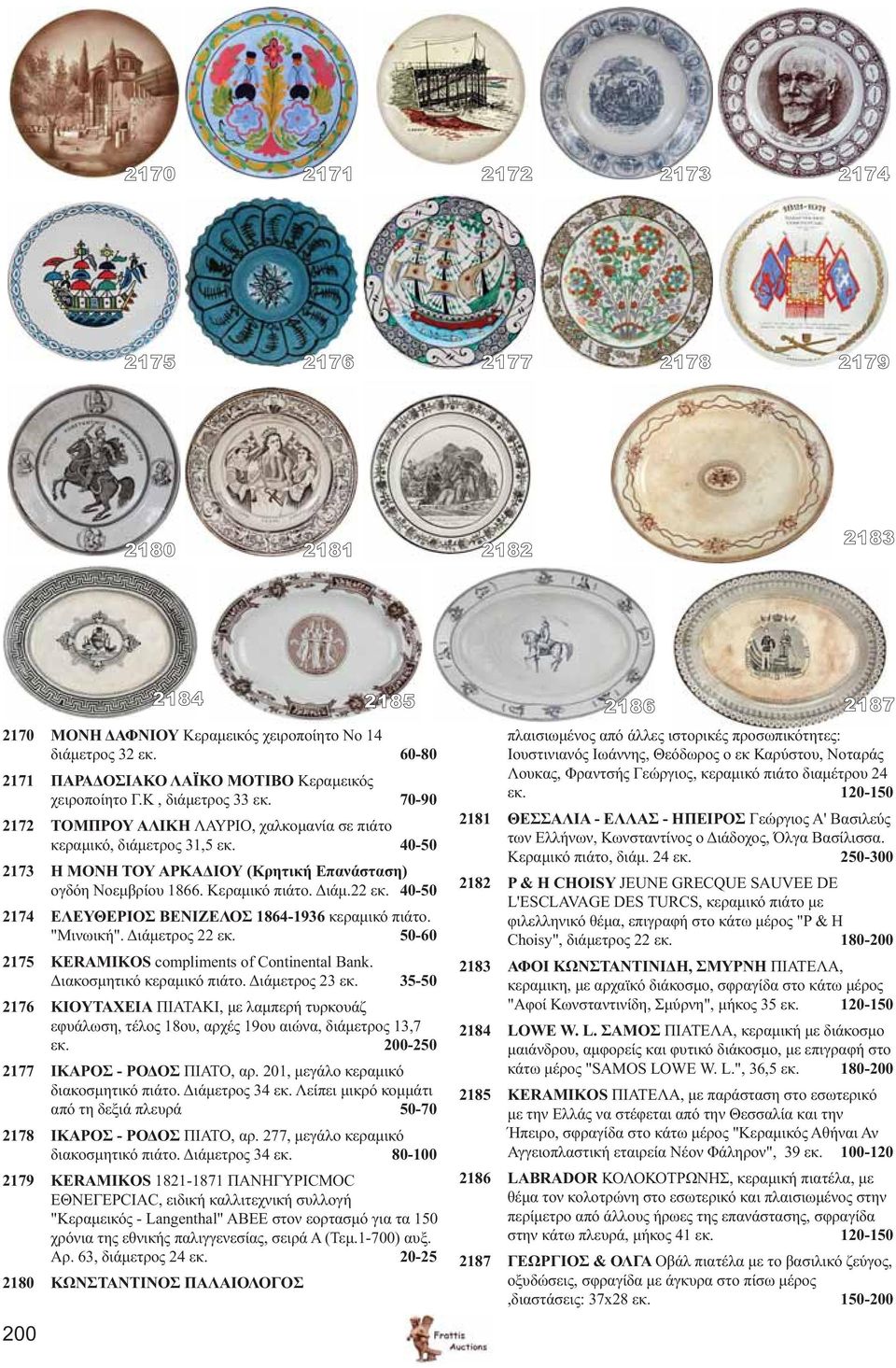 22 εκ. 40-50 2174 ΕΛΕΥΘΕΡΙΟΣ ΒΕΝΙΖΕΛΟΣ 1864-1936 κεραμικό πιάτο. "Μινωική". Διάμετρος 22 εκ. 50-60 2175 KERAMIKOS compliments of Continental Bank. Διακοσμητικό κεραμικό πιάτο. Διάμετρος 23 εκ.