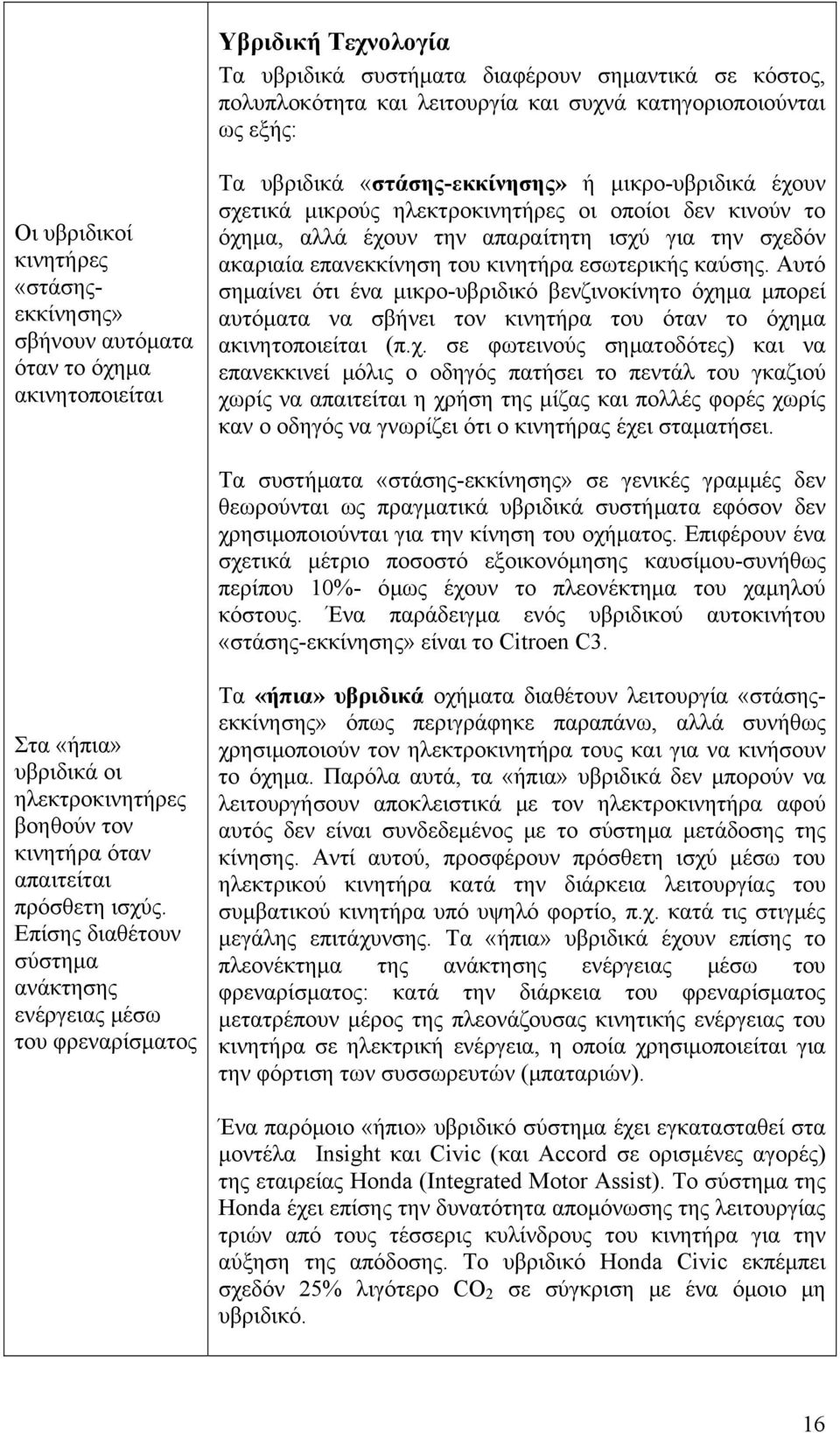 ακαριαία επανεκκίνηση του κινητήρα εσωτερικής καύσης. Αυτό σημαίνει ότι ένα μικρο-υβριδικό βενζινοκίνητο όχη