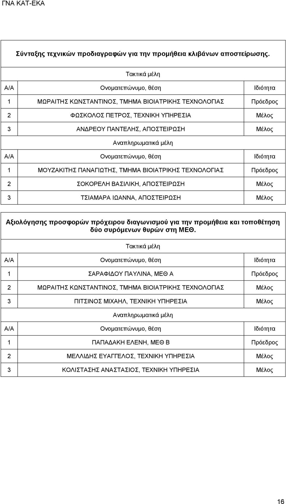 ΒΙΟΙΑΤΡΙΚΗΣ ΤΕΧΝΟΛΟΓΙΑΣ ΣΟΚΟΡΕΛΗ ΒΑΣΙΛΙΚΗ, ΑΠΟΣΤΕΙΡΩΣΗ ΤΣΙΑΜΑΡΑ ΙΩΑΝΝΑ, ΑΠΟΣΤΕΙΡΩΣΗ Αξιολόγησης προσφορών πρόχειρου διαγωνισμού για την προμήθεια και