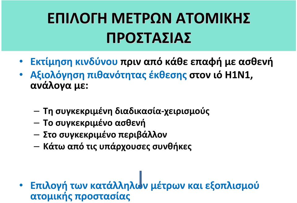 διαδικασία χειρισμούς Το συγκεκριμένο ασθενή Στο συγκεκριμένο περιβάλλον Κάτω από