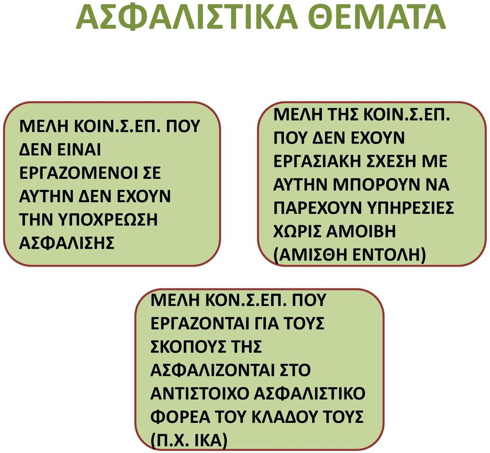 ΠΟΥ ΔΕΝ ΕΧΟΥΝ ΕΡΓΑΣΙΑΚΗ ΣΧΕΣΗ ΜΕ ΑΥΤΗΝ ΜΠΟΡΟΥΝ ΝΑ ΠΑΡΕΧΟΥΝ ΥΠΗΡΕΣΙΕΣ ΧΩΡΙΣ ΑΜΟΙΒΗ