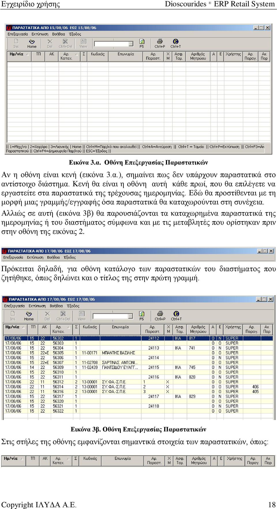 Εδώ θα προστίθενται με τη μορφή μιας γραμμής/εγγραφής όσα παραστατικά θα καταχωρούνται στη συνέχεια.