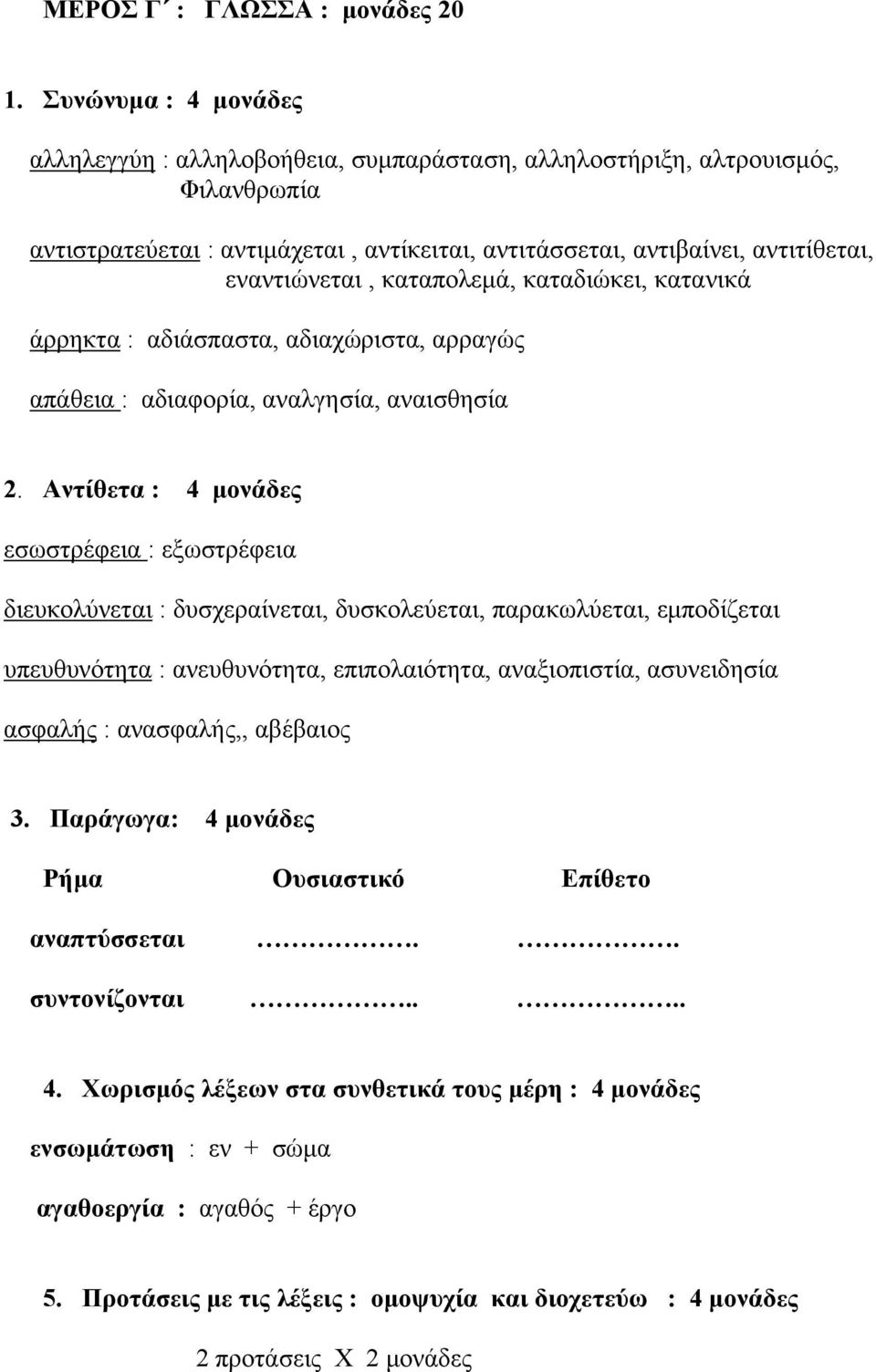 καταπολεμά, καταδιώκει, κατανικά άρρηκτα : αδιάσπαστα, αδιαχώριστα, αρραγώς απάθεια : αδιαφορία, αναλγησία, αναισθησία 2.