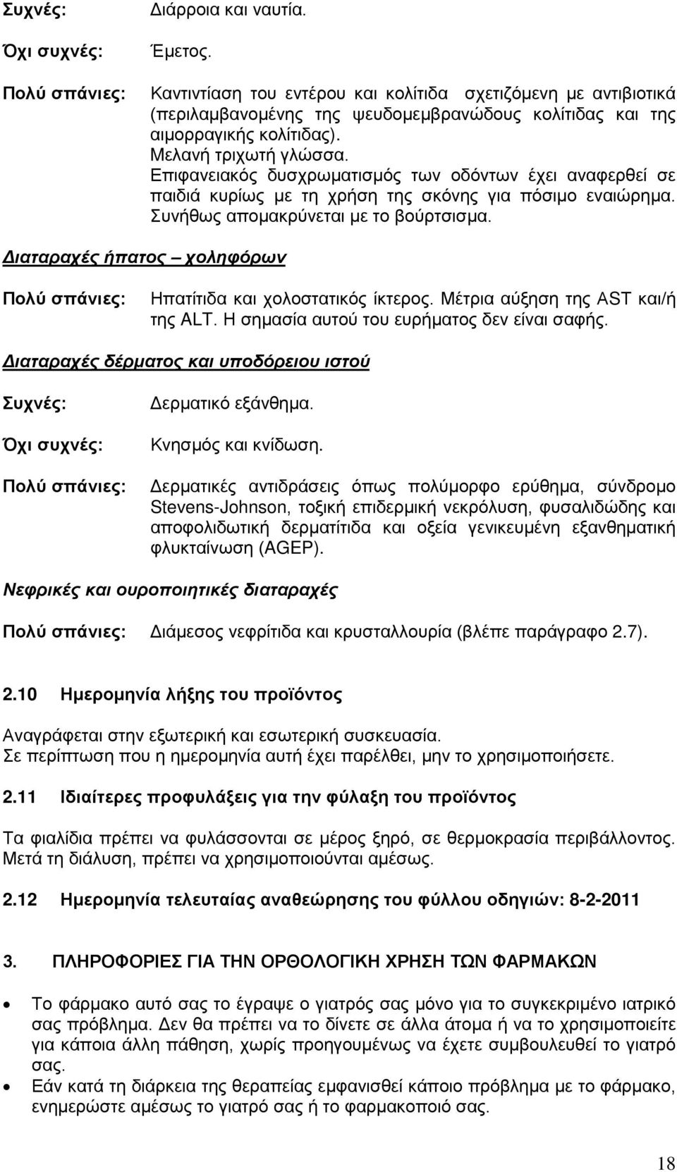 Διαταραχές ήπατος χοληφόρων Ηπατίτιδα και χολοστατικός ίκτερος. Μέτρια αύξηση της ΑSΤ και/ή της ALT. Η σημασία αυτού του ευρήματος δεν είναι σαφής.