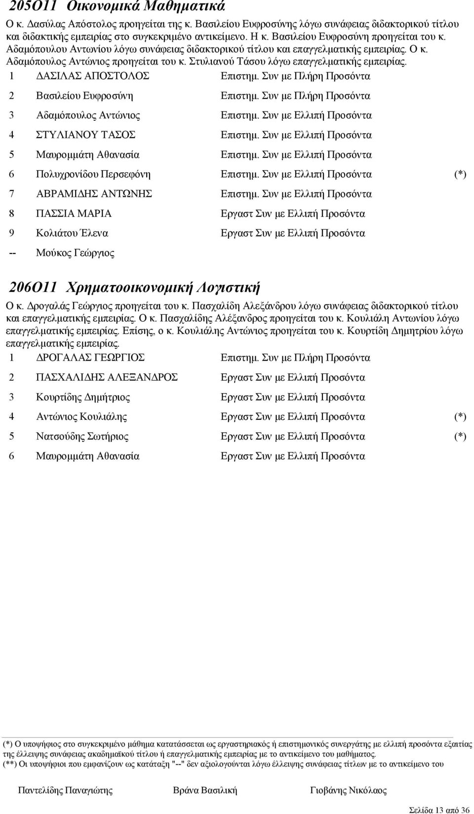 Στυλιανού Τάσου λόγω επαγγελµατικής εµπειρίας.
