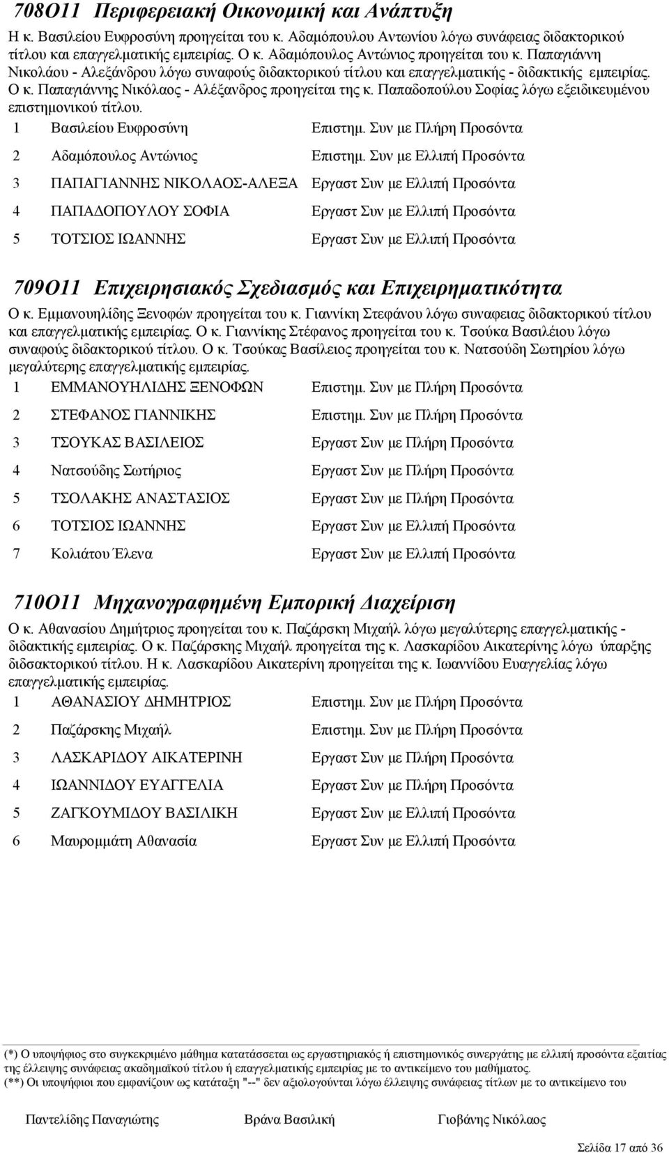 Παπαγιάννης Νικόλαος - Αλέξανδρος προηγείται της κ. Παπαδοπούλου Σοφίας λόγω εξειδικευµένου επιστηµονικού τίτλου.