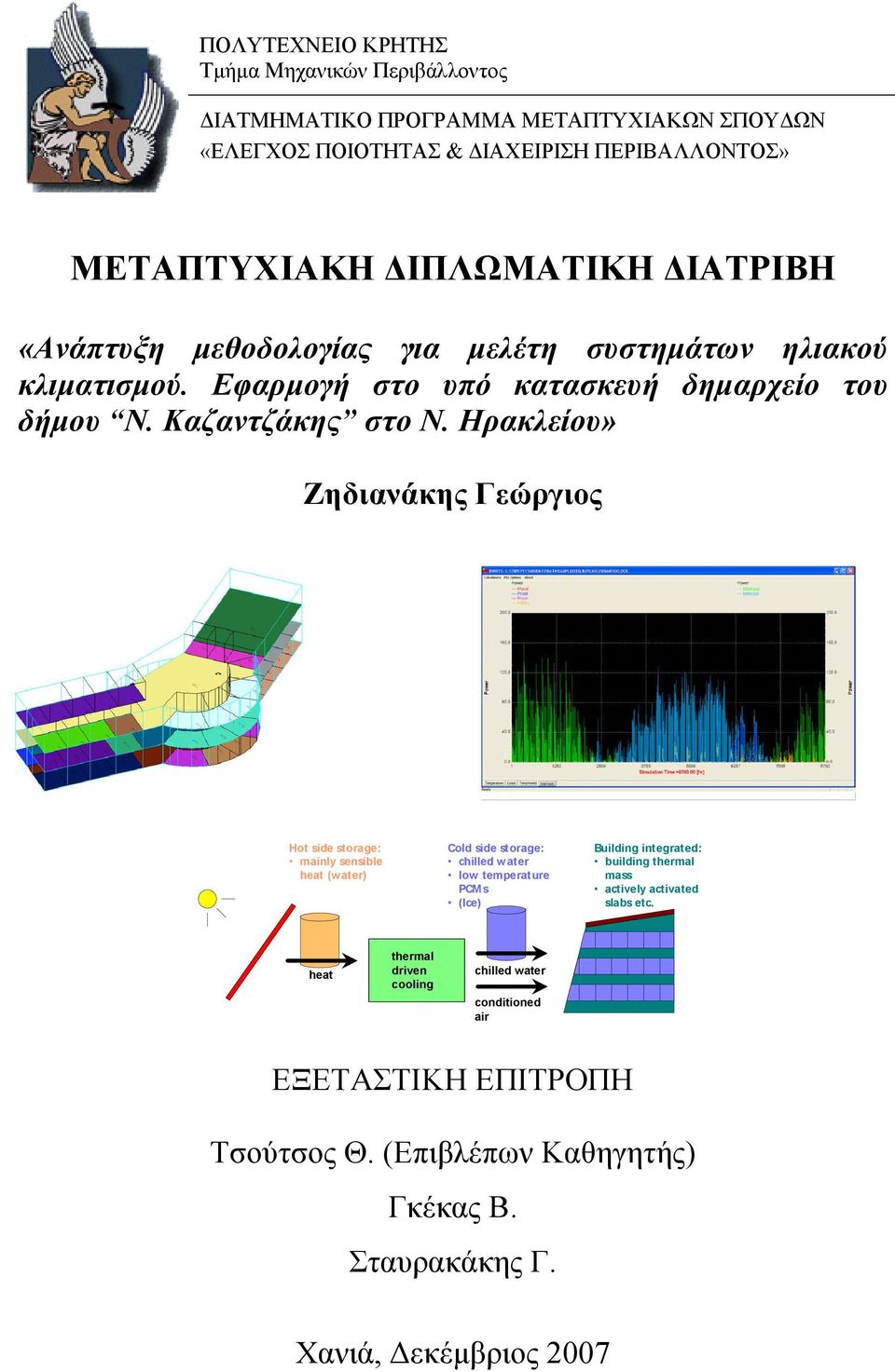 Ηρακλείου» Ζηδιανάκης Γεώργιος Hot side storage: mainly sensible heat (water) Cold side storage: chilled water low temperature PCMs (Ice) Building integrated: building