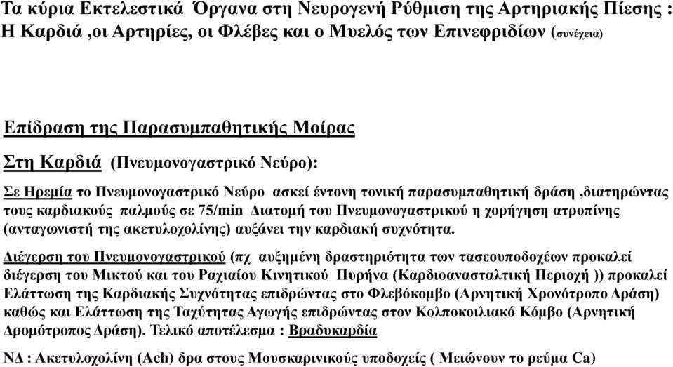 ατροπίνης (ανταγωνιστή της ακετυλοχολίνης) αυξάνει την καρδιακή συχνότητα.