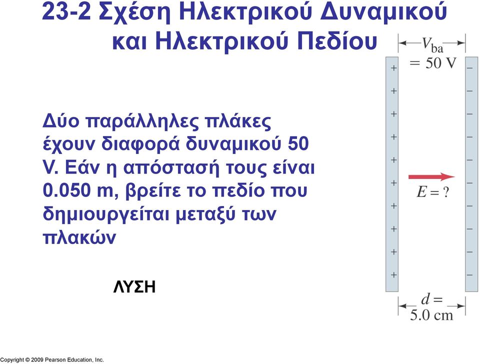 δυναµικού 50 V. Εάν η απόστασή τους είναι 0.