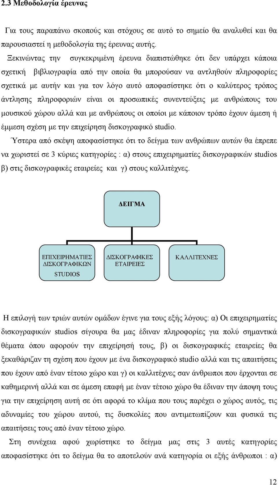ο καλύτερος τρόπος άντλησης πληροφοριών είναι οι προσωπικές συνεντεύξεις με ανθρώπους του μουσικού χώρου αλλά και με ανθρώπους οι οποίοι με κάποιον τρόπο έχουν άμεση ή έμμεση σχέση με την επιχείρηση