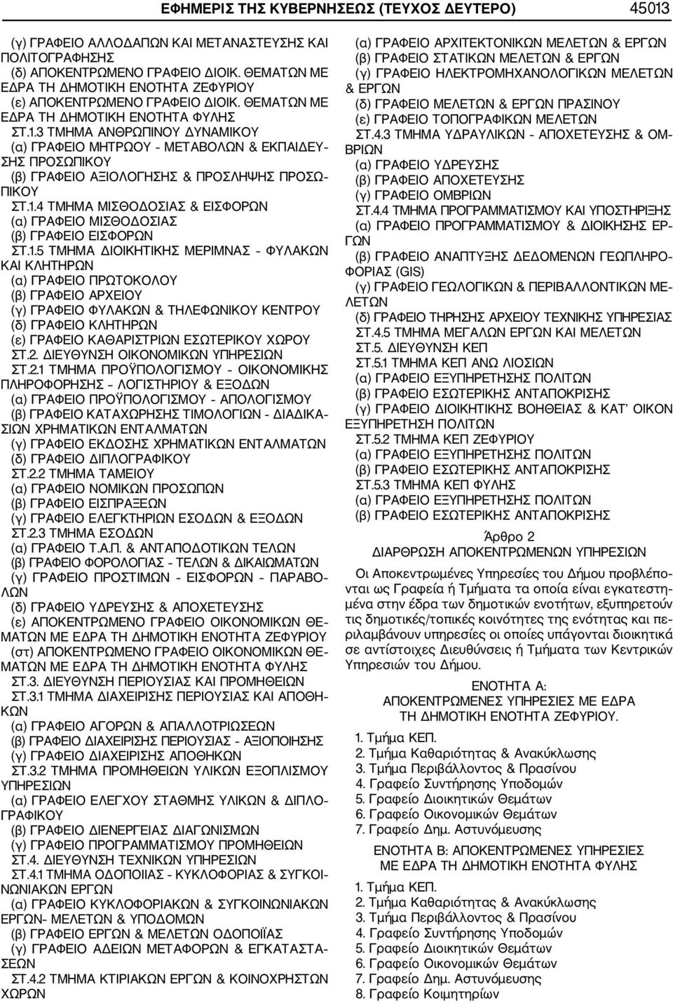 3 ΤΜΗΜΑ ΑΝΘΡΩΠΙΝΟΥ ΔΥΝΑΜΙΚΟΥ (α) ΓΡΑΦΕΙΟ ΜΗΤΡΩΟΥ ΜΕΤΑΒΟΛΩΝ & ΕΚΠΑΙΔΕΥ ΣΗΣ ΠΡΟΣΩΠΙΚΟΥ (β) ΓΡΑΦΕΙΟ ΑΞΙΟΛΟΓΗΣΗΣ & ΠΡΟΣΛΗΨΗΣ ΠΡΟΣΩ ΠΙΚΟΥ ΣΤ.1.