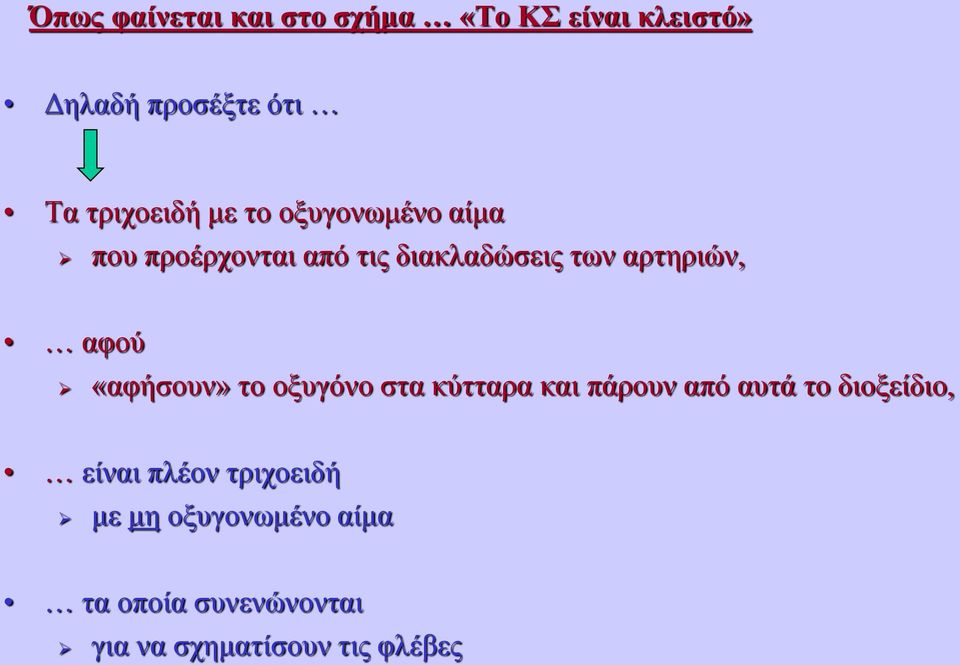 αρτηριών, αφού «αφήσουν» το οξυγόνο στα κύτταρα και πάρουν από αυτά το διοξείδιο,